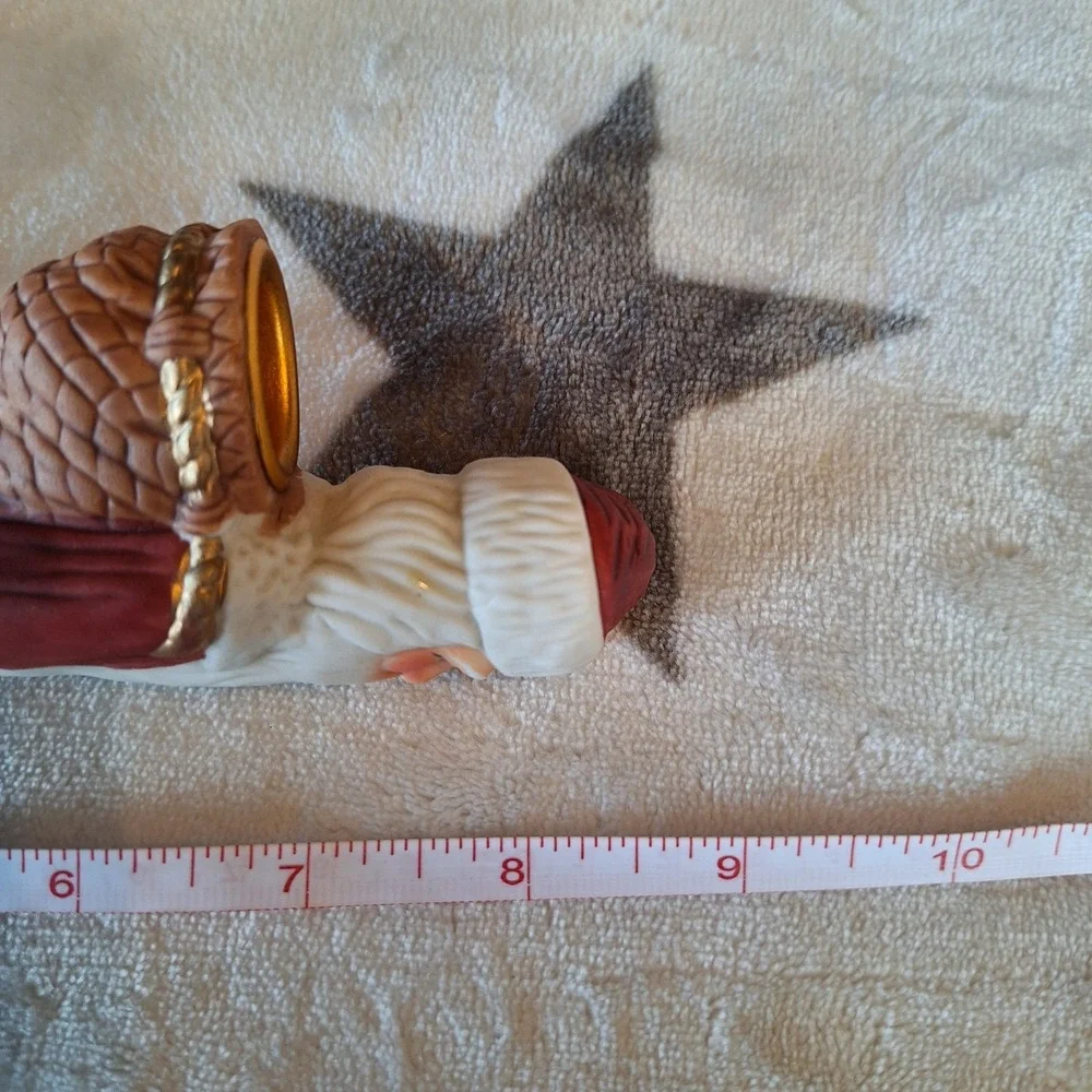 VTG Pencil Thin Santa Candle Holder Hand Painted Very Detailed Stars 8.5